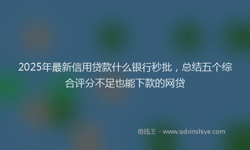 2025年最新信用贷款什么银行秒批，总结五个综合评分不足也能下款的网贷