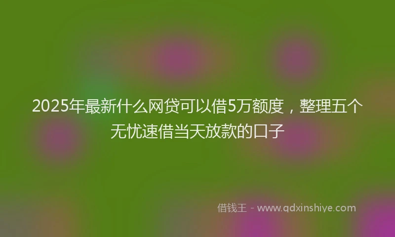 2025年最新什么网贷可以借5万额度，整理五个无忧速借当天放款的口子
