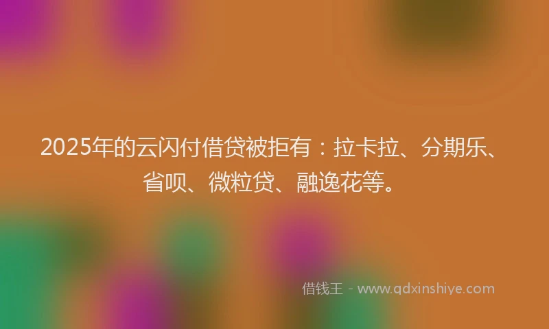 2025年的云闪付借贷被拒有：拉卡拉、分期乐、省呗、微粒贷、融逸花等。