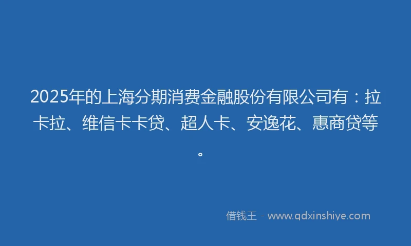 2025年的上海分期消费金融股份有限公司有：拉卡拉、维信卡卡贷、超人卡、安逸花、惠商贷等。