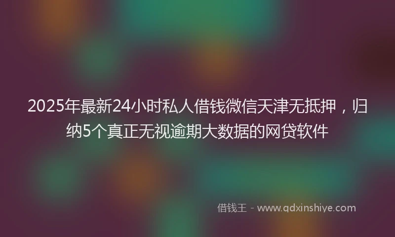 2025年最新24小时私人借钱微信天津无抵押，归纳5个真正无视逾期大数据的网贷软件
