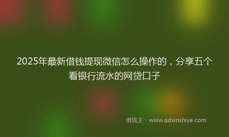 2025年最新借钱提现微信怎么操作的，分享五个看银行流水的网贷口子