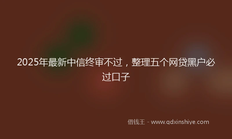 2025年最新中信终审不过，整理五个网贷黑户必过口子