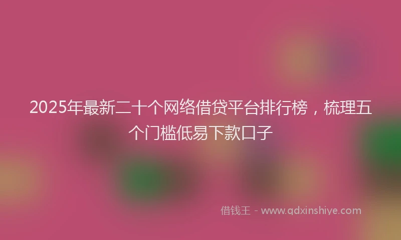 2025年最新二十个网络借贷平台排行榜，梳理五个门槛低易下款口子