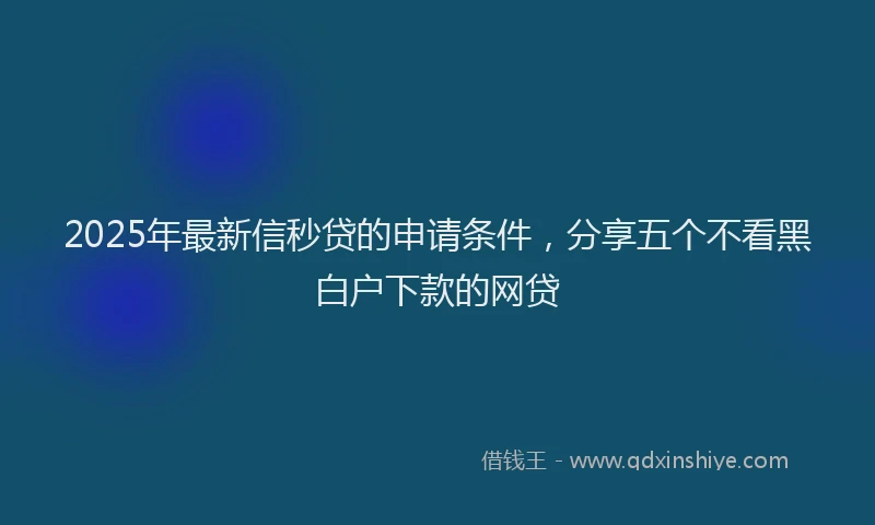 2025年最新信秒贷的申请条件，分享五个不看黑白户下款的网贷