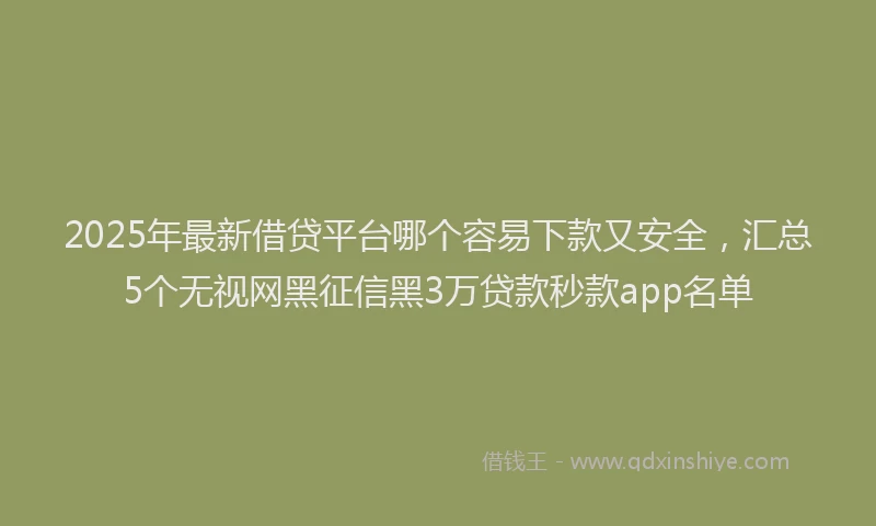 2025年最新借贷平台哪个容易下款又安全，汇总5个无视网黑征信黑3万贷款秒款app名单