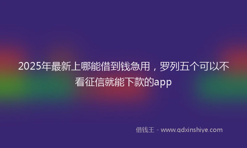 2025年最新上哪能借到钱急用，罗列五个可以不看征信就能下款的app