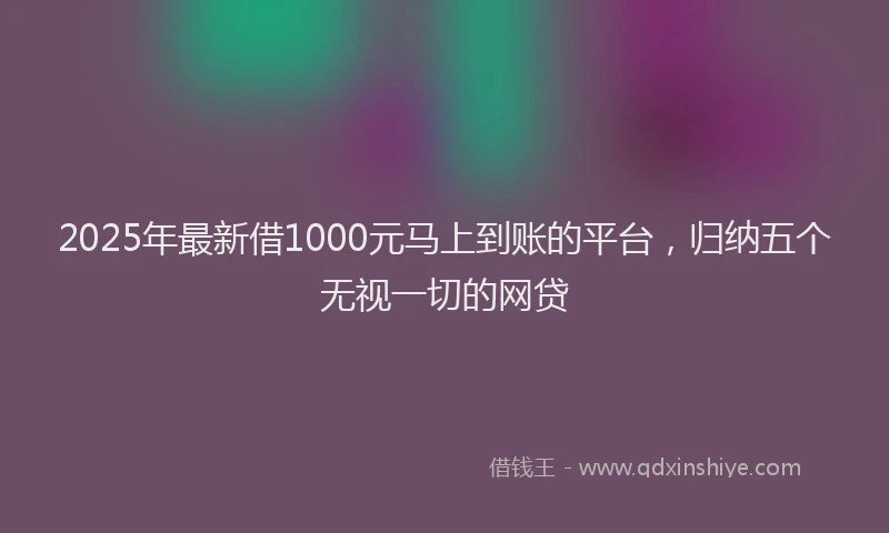 2025年最新借1000元马上到账的平台，归纳五个无视一切的网贷