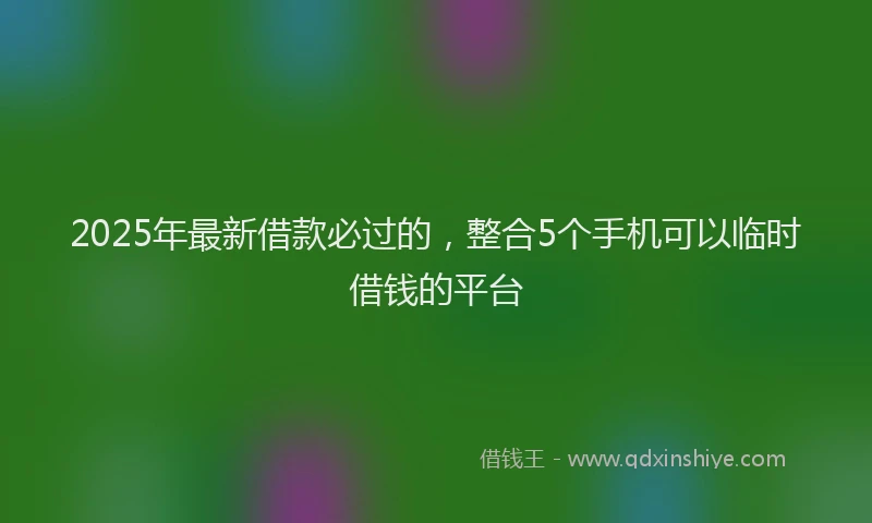 2025年最新借款必过的，整合5个手机可以临时借钱的平台