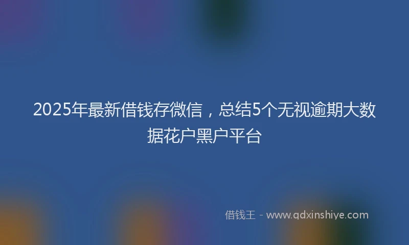 2025年最新借钱存微信，总结5个无视逾期大数据花户黑户平台
