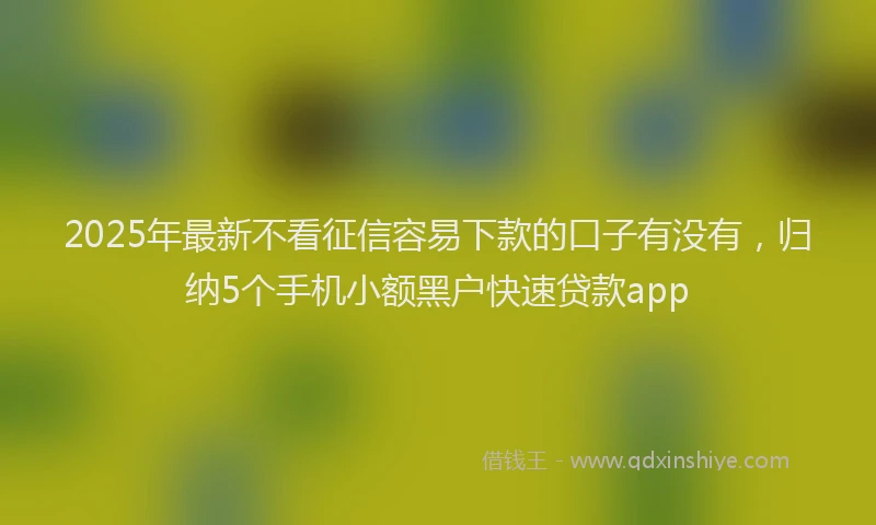 2025年最新不看征信容易下款的口子有没有，归纳5个手机小额黑户快速贷款app