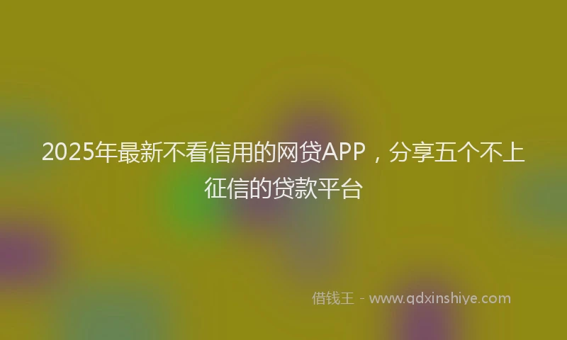 2025年最新不看信用的网贷APP，分享五个不上征信的贷款平台