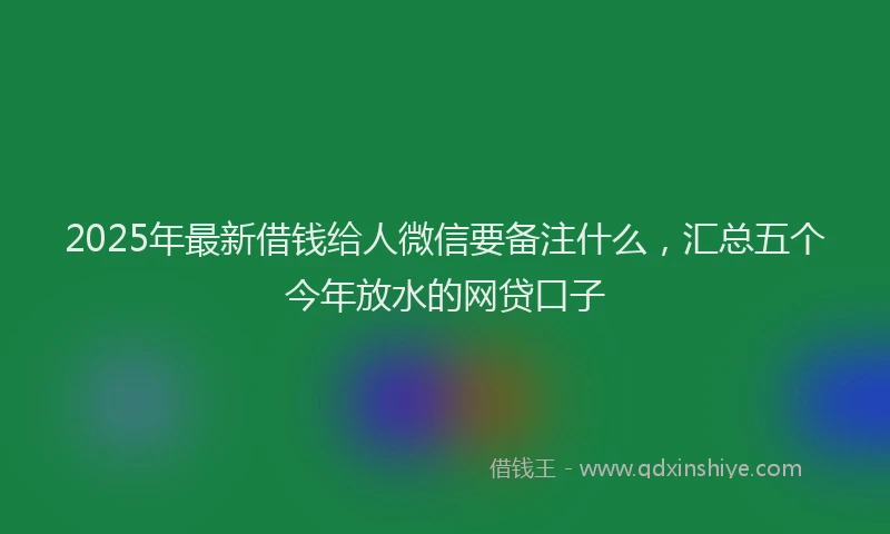 2025年最新借钱给人微信要备注什么，汇总五个今年放水的网贷口子