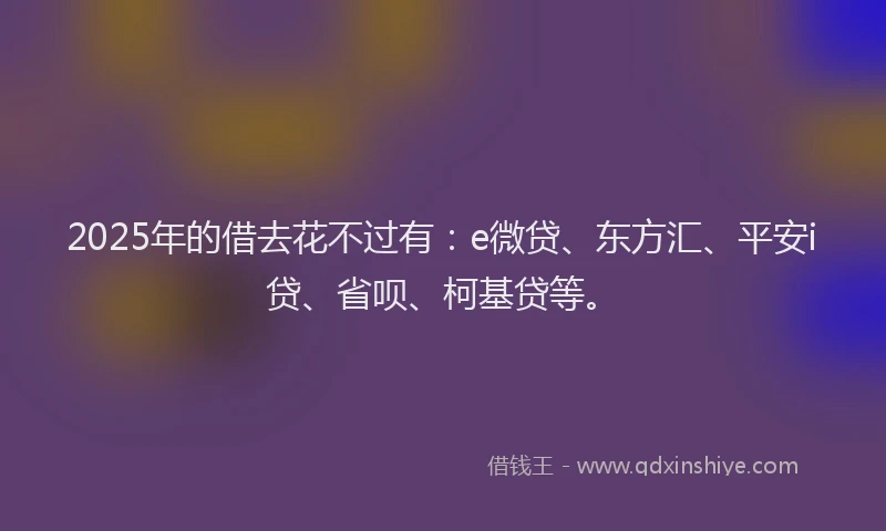 2025年的借去花不过有：e微贷、东方汇、平安i贷、省呗、柯基贷等。