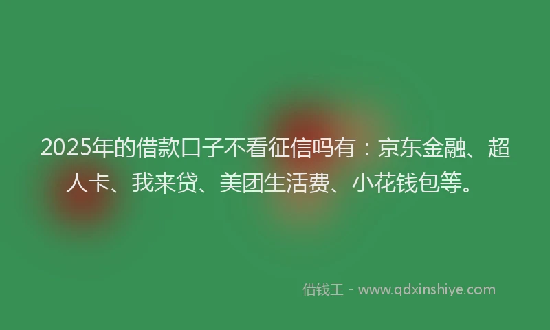 2025年的借款口子不看征信吗有：京东金融、超人卡、我来贷、美团生活费、小花钱包等。