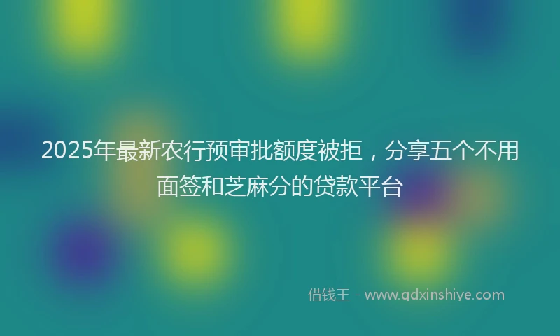 2025年最新农行预审批额度被拒，分享五个不用面签和芝麻分的贷款平台