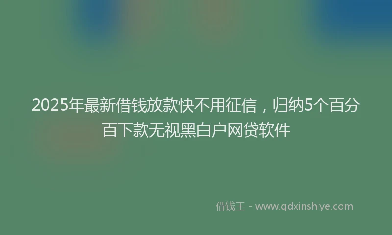 2025年最新借钱放款快不用征信，归纳5个百分百下款无视黑白户网贷软件