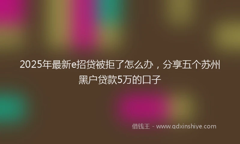 2025年最新e招贷被拒了怎么办，分享五个苏州黑户贷款5万的口子