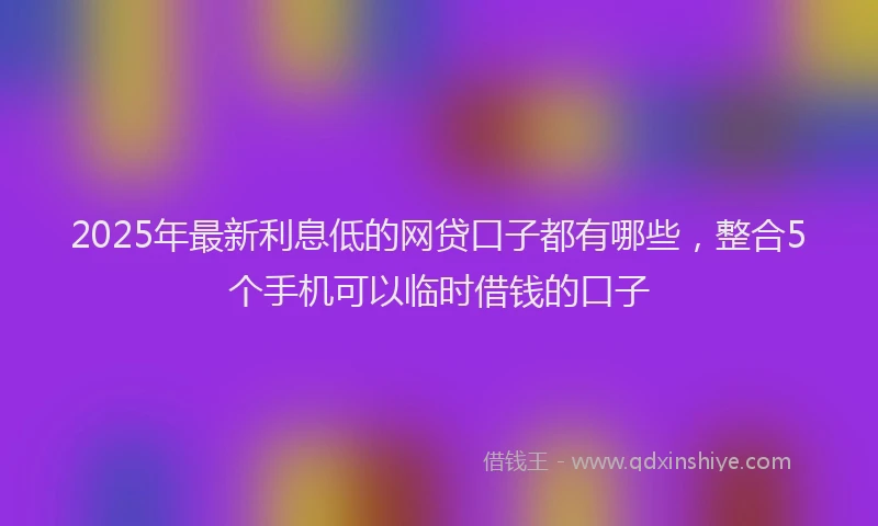 2025年最新利息低的网贷口子都有哪些，整合5个手机可以临时借钱的口子