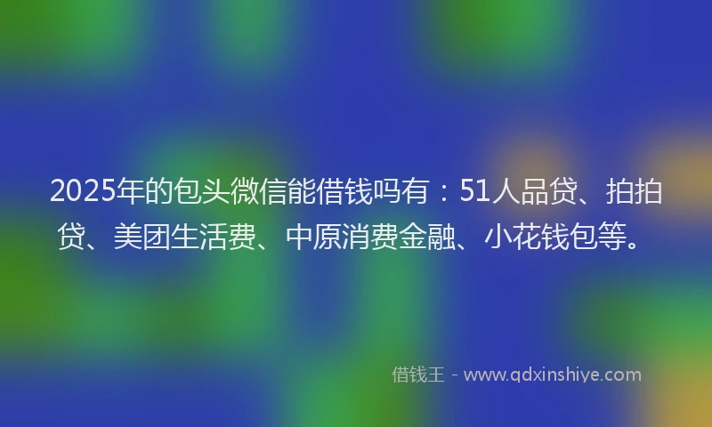 2025年的包头微信能借钱吗有：51人品贷、拍拍贷、美团生活费、中原消费金融、小花钱包等。