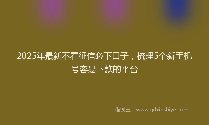 2025年最新不看征信必下口子，梳理5个新手机号容易下款的平台