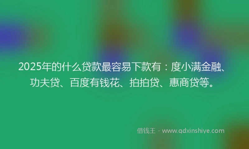2025年的什么贷款最容易下款有：度小满金融、功夫贷、百度有钱花、拍拍贷、惠商贷等。