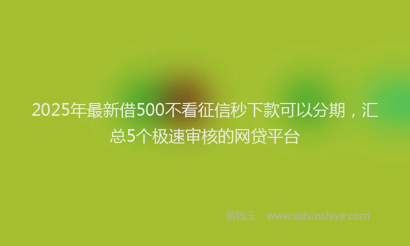 2025年最新借500不看征信秒下款可以分期，汇总5个极速审核的网贷平台