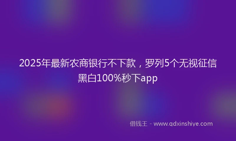 2025年最新农商银行不下款，罗列5个无视征信黑白100%秒下app