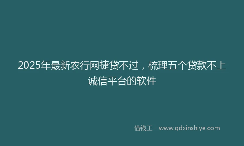 2025年最新农行网捷贷不过，梳理五个贷款不上诚信平台的软件