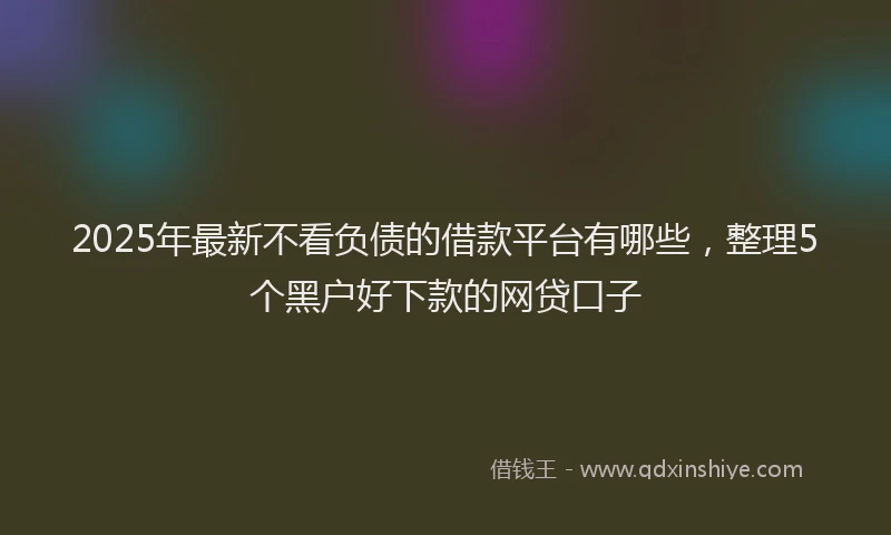 2025年最新不看负债的借款平台有哪些，整理5个黑户好下款的网贷口子
