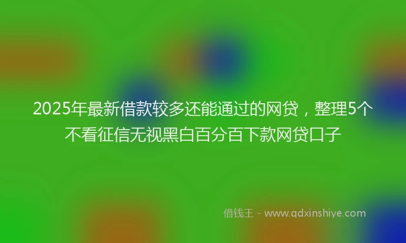 2025年最新借款较多还能通过的网贷，整理5个不看征信无视黑白百分百下款网贷口子