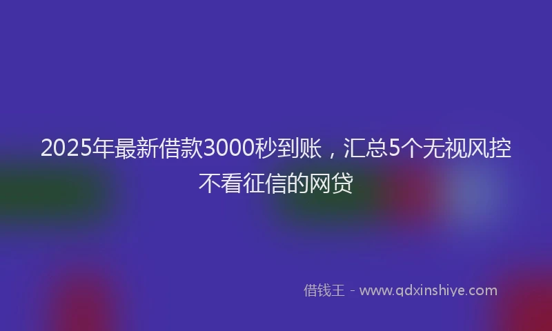 2025年最新借款3000秒到账，汇总5个无视风控不看征信的网贷