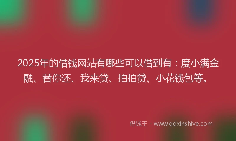 2025年的借钱网站有哪些可以借到有：度小满金融、替你还、我来贷、拍拍贷、小花钱包等。