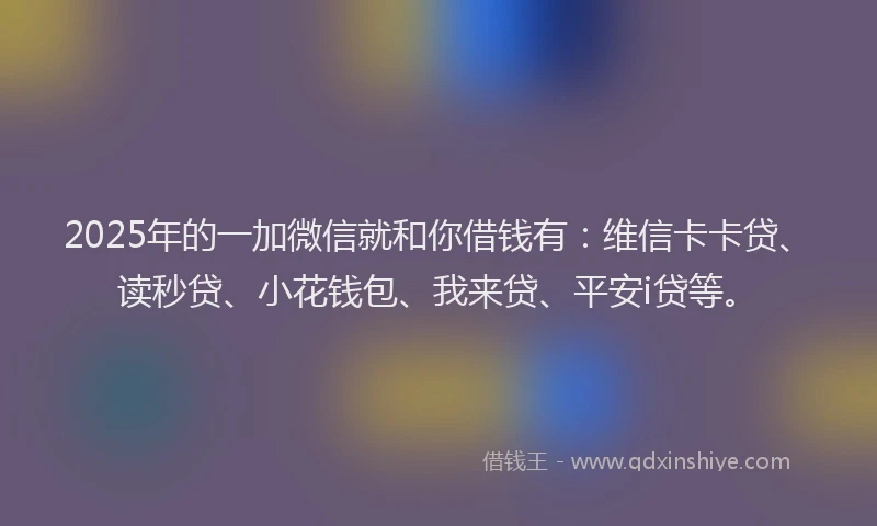 2025年的一加微信就和你借钱有：维信卡卡贷、读秒贷、小花钱包、我来贷、平安i贷等。