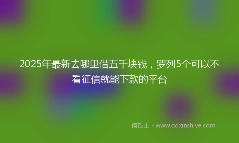 2025年最新去哪里借五千块钱，罗列5个可以不看征信就能下款的平台