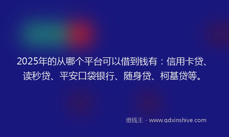 2025年的从哪个平台可以借到钱有：信用卡贷、读秒贷、平安口袋银行、随身贷、柯基贷等。