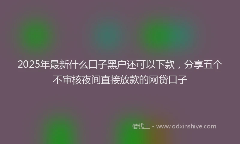 2025年最新什么口子黑户还可以下款，分享五个不审核夜间直接放款的网贷口子