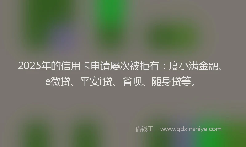 2025年的信用卡申请屡次被拒有：度小满金融、e微贷、平安i贷、省呗、随身贷等。