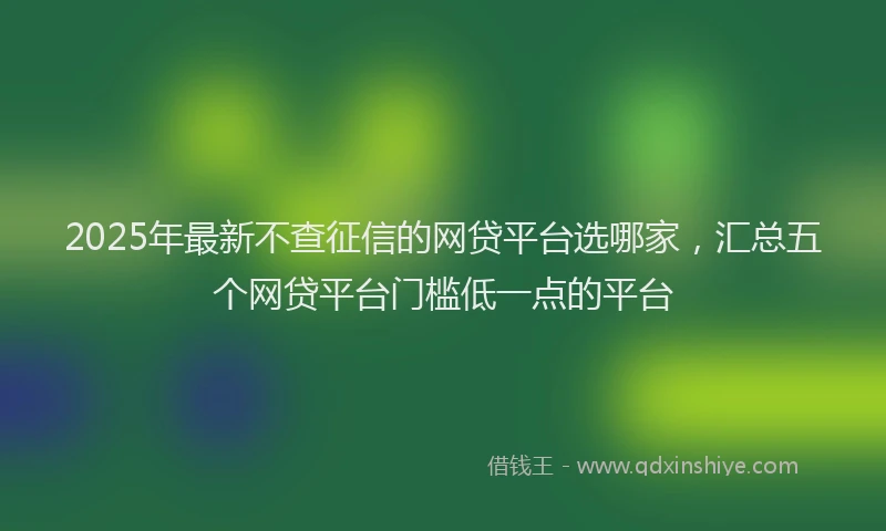 2025年最新不查征信的网贷平台选哪家，汇总五个网贷平台门槛低一点的平台