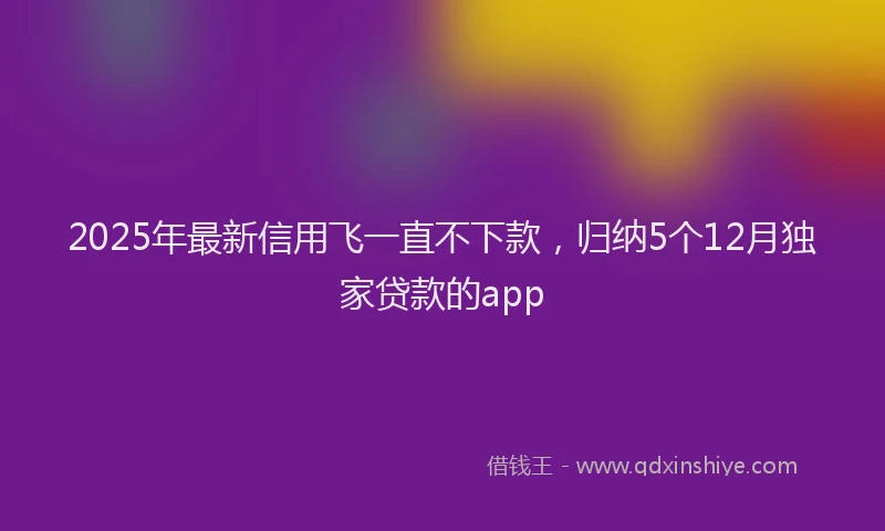 2025年最新信用飞一直不下款，归纳5个12月独家贷款的app