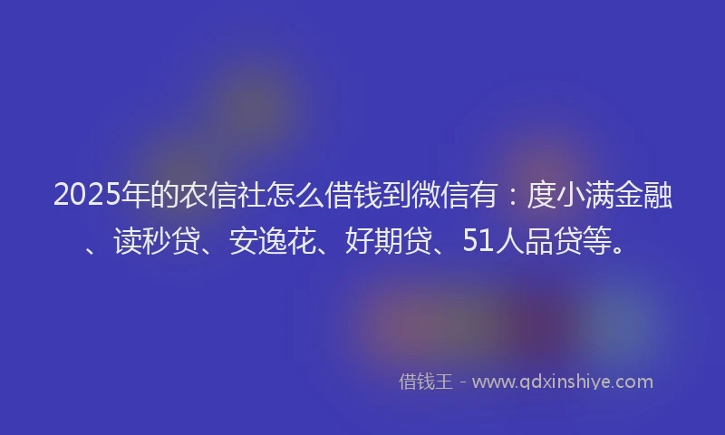 2025年的农信社怎么借钱到微信有：度小满金融、读秒贷、安逸花、好期贷、51人品贷等。