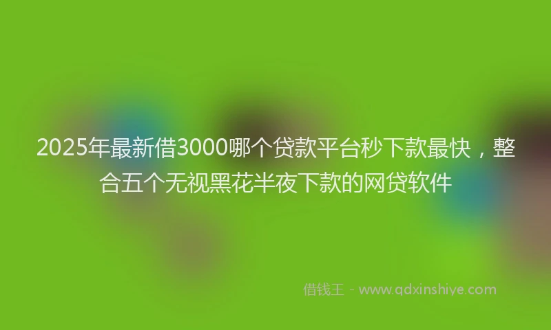 2025年最新借3000哪个贷款平台秒下款最快，整合五个无视黑花半夜下款的网贷软件