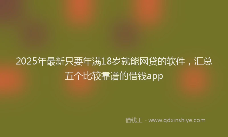 2025年最新只要年满18岁就能网贷的软件，汇总五个比较靠谱的借钱app