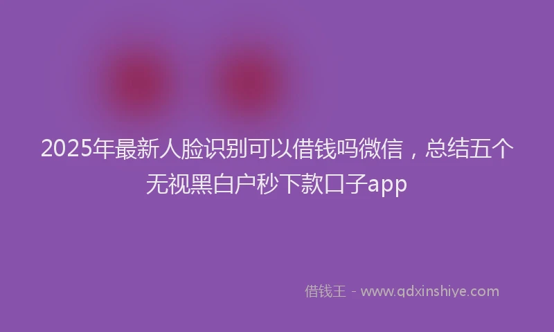 2025年最新人脸识别可以借钱吗微信，总结五个无视黑白户秒下款口子app