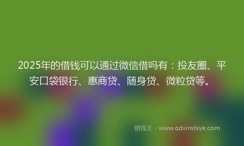 2025年的借钱可以通过微信借吗有：投友圈、平安口袋银行、惠商贷、随身贷、微粒贷等。