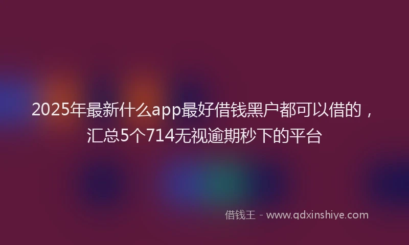 2025年最新什么app最好借钱黑户都可以借的，汇总5个714无视逾期秒下的平台