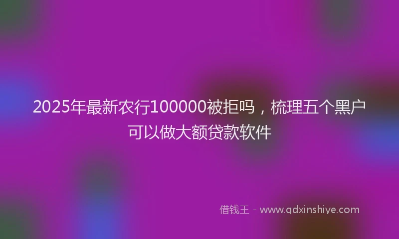 2025年最新农行100000被拒吗，梳理五个黑户可以做大额贷款软件