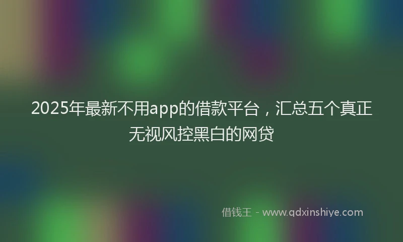 2025年最新不用app的借款平台，汇总五个真正无视风控黑白的网贷