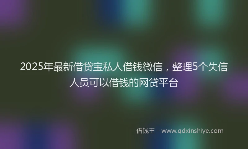 2025年最新借贷宝私人借钱微信，整理5个失信人员可以借钱的网贷平台