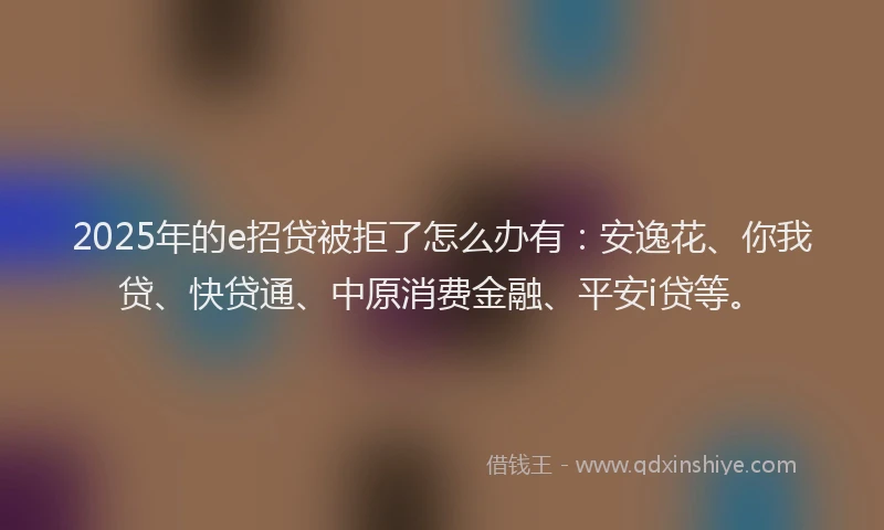 2025年的e招贷被拒了怎么办有：安逸花、你我贷、快贷通、中原消费金融、平安i贷等。